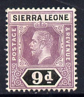 Sierra Leone 1912-21 KG5 MCA 9d purple & black mounted mint SG 121, stamps on , stamps on  stamps on , stamps on  stamps on  kg5 , stamps on  stamps on 