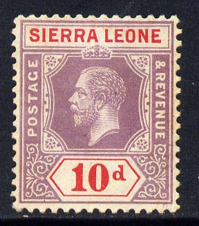 Sierra Leone 1912-21 KG5 MCA 10d purple & red mounted mint SG 122, stamps on , stamps on  stamps on , stamps on  stamps on  kg5 , stamps on  stamps on 