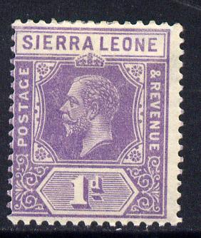 Sierra Leone 1921-27 KG5 Script CA 1d violet mounted mint SG 132, stamps on , stamps on  kg5 , stamps on 