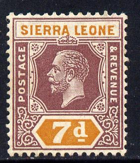 Sierra Leone 1921-27 KG5 Script CA 7d purple & orange mounted mint SG 140, stamps on , stamps on  stamps on , stamps on  stamps on  kg5 , stamps on  stamps on 