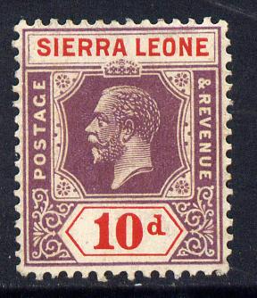 Sierra Leone 1921-27 KG5 Script CA 10d purple & red mounted mint SG 142, stamps on , stamps on  kg5 , stamps on 