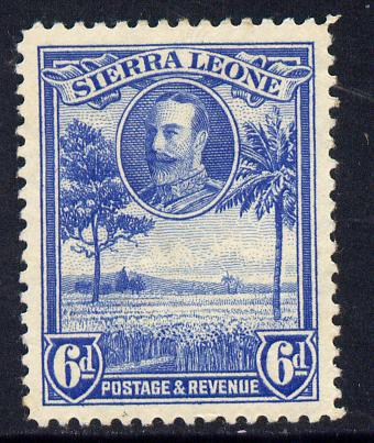 Sierra Leone 1932 KG5 Pictorial 6d light blue mounted mint SG 162, stamps on , stamps on  kg5 , stamps on rice.