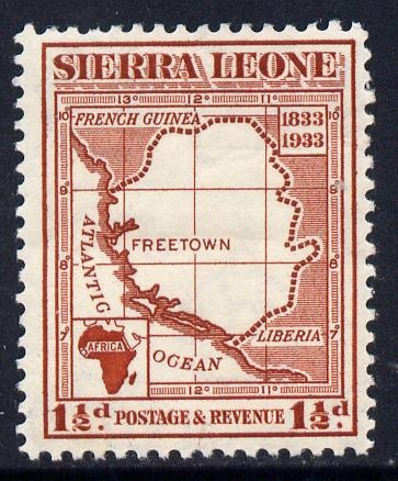 Sierra Leone 1933 KG5 Wilberforce & Abolition of Slavery 1.5d chestnut mounted mint SG 170, stamps on , stamps on  stamps on , stamps on  stamps on  kg5 , stamps on  stamps on slavery, stamps on  stamps on maps