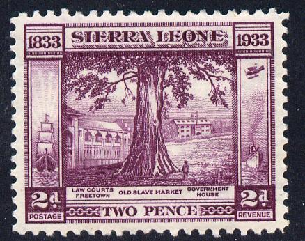 Sierra Leone 1933 KG5 Wilberforce & Abolition of Slavery 2d purple mounted mint SG 171, stamps on , stamps on  stamps on , stamps on  stamps on  kg5 , stamps on  stamps on slavery, stamps on  stamps on trees