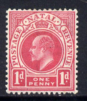 Natal 1902-03 KE7 Crown CA Postage-Revenue 1d carmine mounted mint SG 128, stamps on , stamps on  stamps on , stamps on  stamps on  ke7 , stamps on  stamps on 