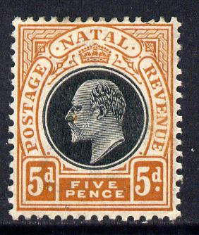 Natal 1902-03 KE7 Crown CA Postage-Revenue 5d black & orange mounted mint SG 134, stamps on , stamps on  ke7 , stamps on 