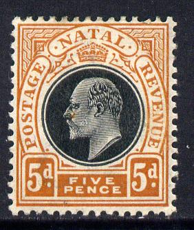 Natal 1902-03 KE7 Crown CA Postage-Revenue 5d black & orange mounted mint SG 134, stamps on , stamps on  stamps on , stamps on  stamps on  ke7 , stamps on  stamps on 