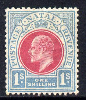 Natal 1902-03 KE7 Crown CA Postage-Revenue 1s carmine & pale blue mounted mint SG 136, stamps on , stamps on  stamps on , stamps on  stamps on  ke7 , stamps on  stamps on 