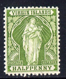 British Virgin Islands 1899 Virgin Crown CA 1/2d yellow-green mounted mint SG 43, stamps on , stamps on  stamps on , stamps on  stamps on  qv , stamps on  stamps on 