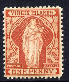 British Virgin Islands 1899 Virgin Crown CA 1d brick-red mounted mint SG 44, stamps on , stamps on  qv , stamps on 