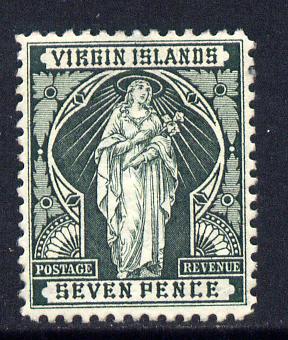 British Virgin Islands 1899 Virgin Crown CA 7d deep green mounted mint SG 48, stamps on , stamps on  stamps on , stamps on  stamps on  qv , stamps on  stamps on 