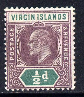 British Virgin Islands 1904 KE7 MCA 1/2d purple & green mounted mint SG 54, stamps on , stamps on  ke7 , stamps on 