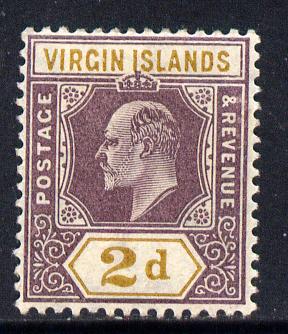 British Virgin Islands 1904 KE7 MCA 2d purple & ochre mounted mint SG 56, stamps on , stamps on  ke7 , stamps on 