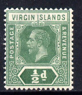British Virgin Islands 1913-19 KG5 MCA 1/2d green die I mounted mint SG 69, stamps on , stamps on  kg5 , stamps on 