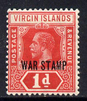 British Virgin Islands 1916-19 KG5 1d red opt'd WAR TAX mounted mint SG 78, stamps on , stamps on  stamps on , stamps on  stamps on  kg5 , stamps on  stamps on 