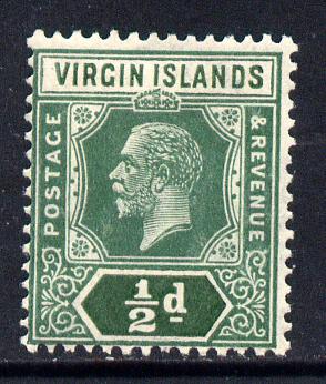 British Virgin Islands 1921 KG5 Script CA 1/2d green die II mounted mint SG 80, stamps on , stamps on  stamps on , stamps on  stamps on  kg5 , stamps on  stamps on 