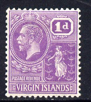 British Virgin Islands 1922-28 KG5 Script CA 1d violet mounted mint SG 88, stamps on , stamps on  kg5 , stamps on 