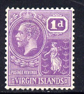 British Virgin Islands 1922-28 KG5 Script CA 1d violet mounted mint SG 88, stamps on , stamps on  stamps on , stamps on  stamps on  kg5 , stamps on  stamps on 