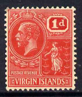 British Virgin Islands 1922-28 KG5 Script CA 1d scarlet mounted mint SG 89, stamps on , stamps on  kg5 , stamps on 