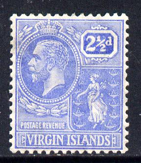 British Virgin Islands 1922-28 KG5 Script CA 2.5d pale bright blue mounted mint SG 93, stamps on , stamps on  kg5 , stamps on 
