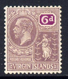 British Virgin Islands 1922-28 KG5 Script CA 6d dull & bright purple mounted mint SG 98, stamps on , stamps on  kg5 , stamps on 
