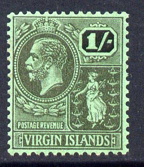 British Virgin Islands 1922-28 KG5 Script CA 1s black on emerald mounted mint SG 99, stamps on , stamps on  stamps on , stamps on  stamps on  kg5 , stamps on  stamps on 