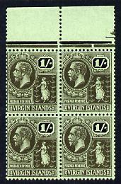 British Virgin Islands 1922-28 KG5 MCA 1s black on emerald block of 4 unmounted mint SG 83, stamps on , stamps on  kg5 , stamps on 