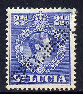 St Lucia 1938-48 KG6 2.5d ultramarine with straight-line SPECIMEN perfin fine with gum with less than 400 produced SG 132s, stamps on specimen, stamps on  kg6 , stamps on 