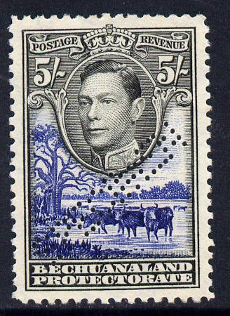 Bechuanaland 1938-52 KG6 5s black & deep ultramarine with straight-line SPECIMEN perfin fine with gum with less than 400 produced SG 127s