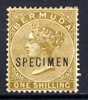 Bermuda 1883-1904 QV 1s yellow-brown overprinted SPECIMEN fine with gum with only about 730 produced SG 29s, stamps on , stamps on  stamps on specimen, stamps on  stamps on  qv , stamps on  stamps on 