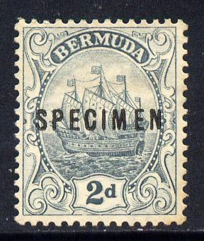 Bermuda 1922-34 Caravel 2d grey overprinted SPECIMEN fine with gum with only about 400 produced SG 80s, stamps on specimen, stamps on  kg5 , stamps on ships