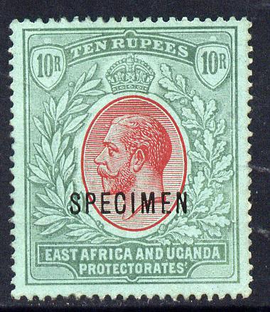 Kenya, Uganda & Tanganyika 1912-21 KG5 MCA 10r overprinted SPECIMEN fine with gum only about 400 produced SG 58s