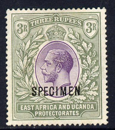 Kenya, Uganda & Tanganyika 1921-22 KG5 Script CA 3r overprinted SPECIMEN fine with gum only about 400 produced SG 73s, stamps on , stamps on  stamps on specimen, stamps on  stamps on  kg5 , stamps on  stamps on 