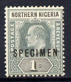 Northern Nigeria 1902 KE7 Crown CA 1s green & black overprinted SPECIMEN without gum only about 730 produced SG 16s, stamps on specimen, stamps on  ke7 , stamps on 
