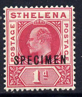 St Helena 1902 KE7 Key Plate 1d carmine overprinted SPECIMEN fine with gum only about 730 produced SG 54s, stamps on specimen, stamps on  ke7 , stamps on 