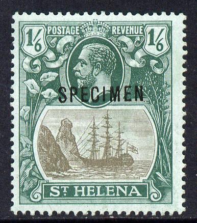 St Helena 1922-37 KG5 Badge MCA 1s6d overprinted SPECIMEN fine with gum only about 400 produced SG 93s, stamps on , stamps on  stamps on specimen, stamps on  stamps on  kg5 , stamps on  stamps on ships