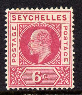 Seychelles 1903 KE7 Crown CA 6c carmine mounted mint SG 48, stamps on , stamps on  ke7 , stamps on 