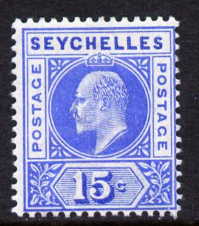 Seychelles 1903 KE7 Crown CA 15c ultramarine mounted mint SG 50, stamps on , stamps on  stamps on , stamps on  stamps on  ke7 , stamps on  stamps on 