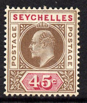 Seychelles 1903 KE7 Crown CA 45c brown & carmine mounted mint SG 53, stamps on , stamps on  stamps on , stamps on  stamps on  ke7 , stamps on  stamps on 