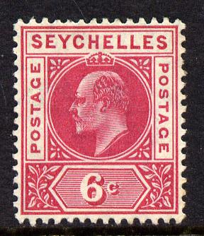 Seychelles 1906 KE7 MCA 6c carmine mounted mint SG 62, stamps on , stamps on  ke7 , stamps on 