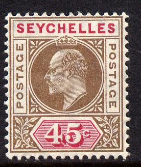 Seychelles 1906 KE7 MCA 45c brown & carmine mounted mint SG 67, stamps on , stamps on  ke7 , stamps on 