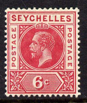 Seychelles 1912-16 KG5 MCA 6c carmine-red mounted mint SG 73, stamps on , stamps on  stamps on , stamps on  stamps on  kg5 , stamps on  stamps on 