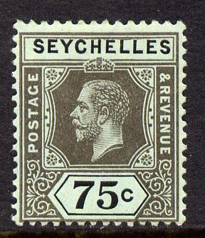 Seychelles 1917-22 KG5 MCA die I - 75c black on blue-green mounted mint SG 93, stamps on , stamps on  stamps on , stamps on  stamps on  kg5 , stamps on  stamps on 