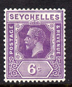 Seychelles 1921-32 KG5 Script CA die II - 6c deep mauve mounted mint SG 105, stamps on , stamps on  kg5 , stamps on 