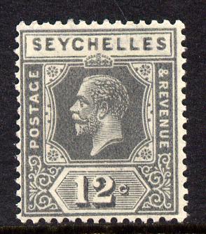 Seychelles 1921-32 KG5 Script CA die II - 12c grey mounted mint SG 107, stamps on , stamps on  stamps on , stamps on  stamps on  kg5 , stamps on  stamps on 