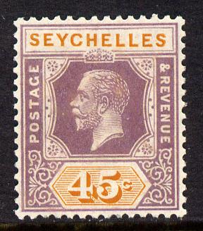 Seychelles 1921-32 KG5 Script CA die II - 45c dull purple & orange mounted mint SG 116, stamps on , stamps on  kg5 , stamps on 