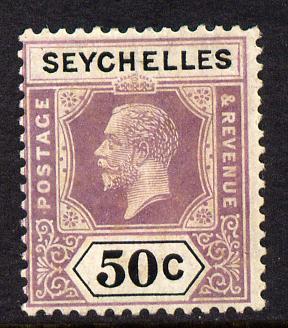 Seychelles 1921-32 KG5 Script CA die II - 50c dull purple & black mounted mint SG 117, stamps on , stamps on  kg5 , stamps on 