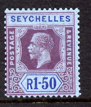 Seychelles 1921-32 KG5 Script CA die II - 1r50 purple & blue on blue mounted mint SG 121, stamps on , stamps on  kg5 , stamps on 
