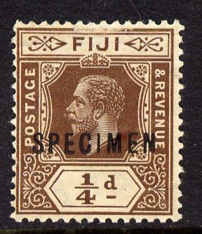 Fiji 1912-23 KG5 MCA 1/4d brown overprinted SPECIMEN with gum and only about 400 produced SG 125s, stamps on , stamps on  stamps on , stamps on  stamps on  kg5 , stamps on  stamps on specimen