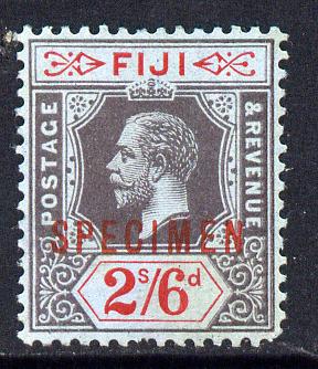 Fiji 1912-23 KG5 MCA 2s6d black & red on blue overprinted SPECIMEN with gum but rounded corner and only about 400 produced SG 135s, stamps on , stamps on  stamps on , stamps on  stamps on  kg5 , stamps on  stamps on specimen